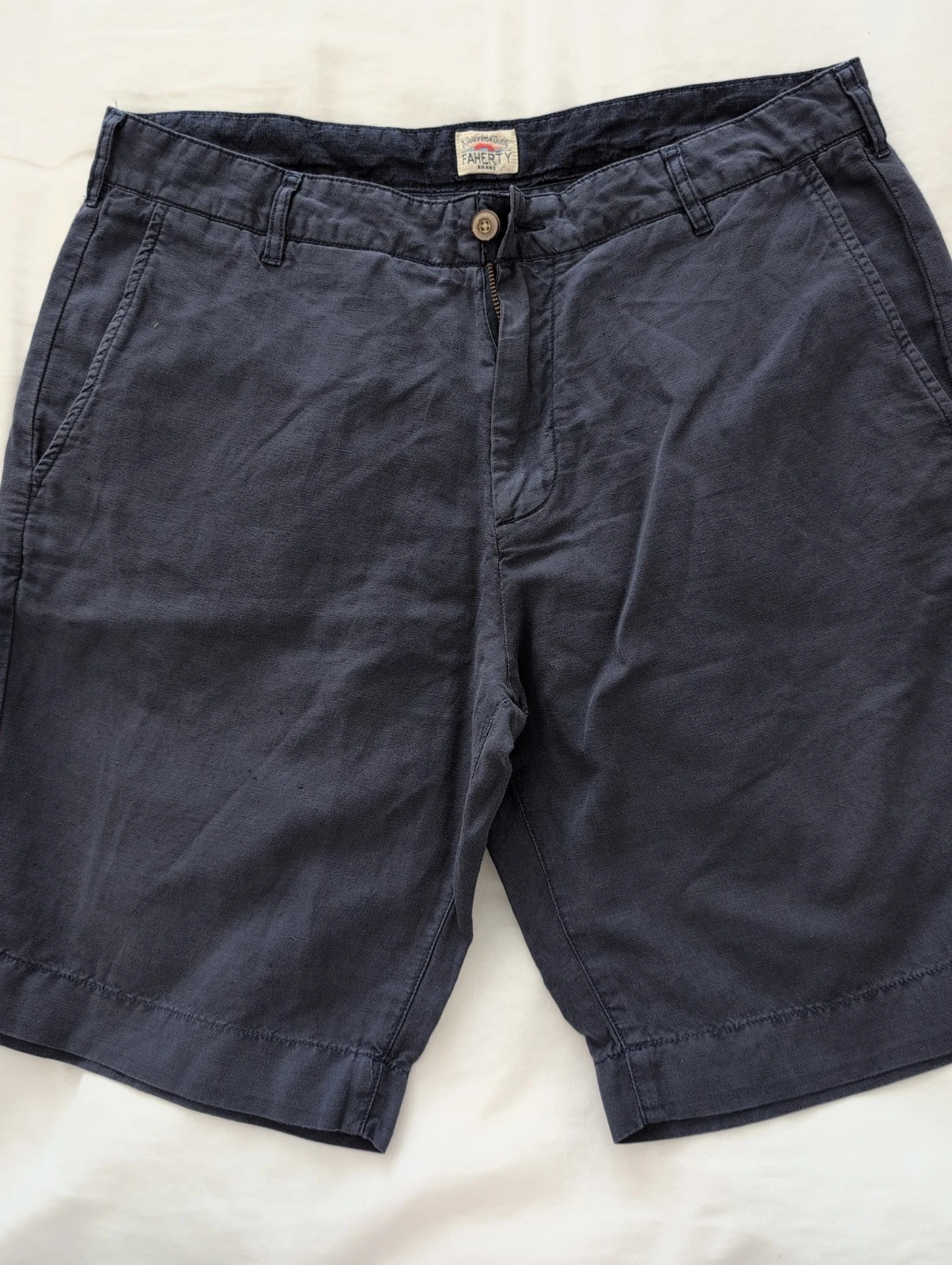 Faherty Shorts Mens 32 Waist Blue Chino Lin/ Cot Read Measure