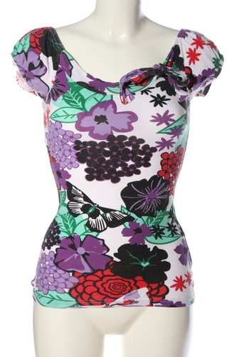 Blusa tipo Carmen Mujeres Talla EU 34 blanco-lila-rojo look casual