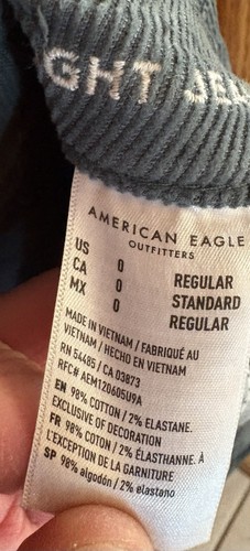 Gr. 0 American Eagle Mom Straight Jeans Cord Herbst grün Stretch Hose - Bild 3 von 10