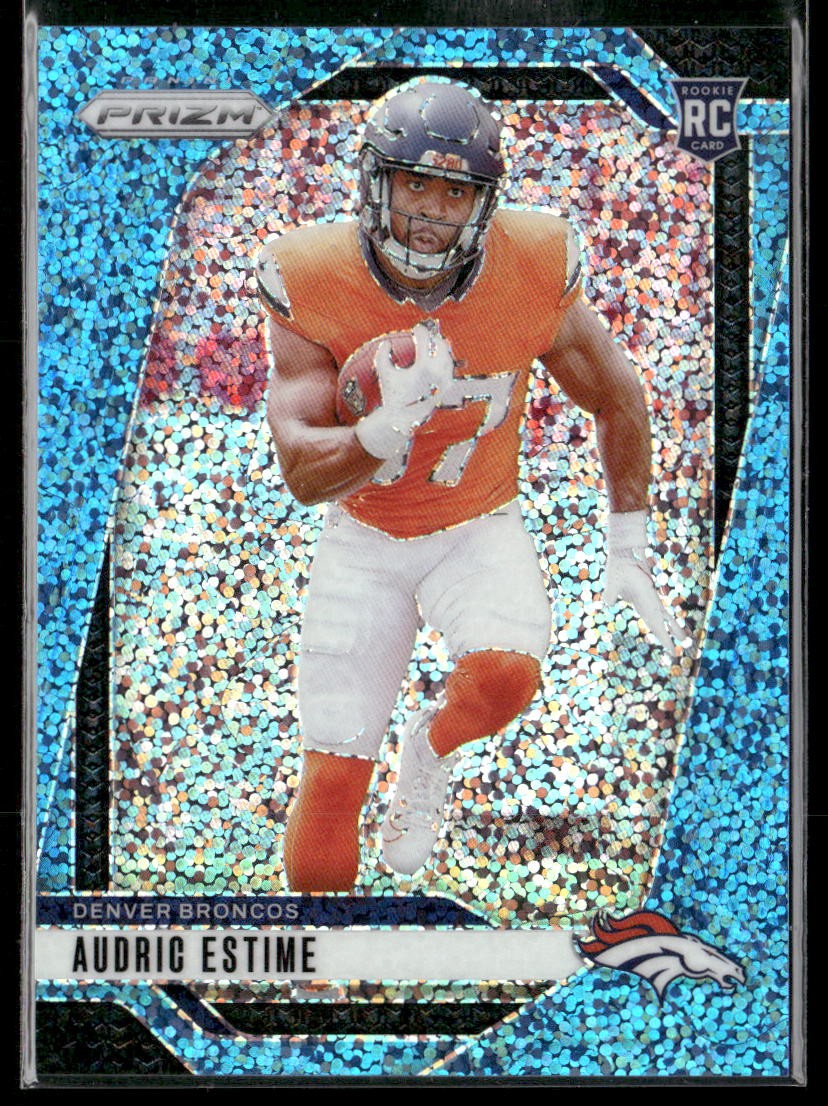2024 Panini Prizm #306 Audric Estime Blue Sparkle #/96