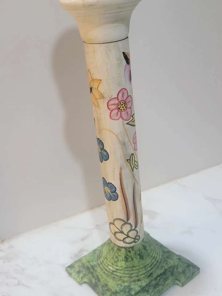 Candelabro de cerámica pintado a mano floral vintage hecho en la India Foto 4 de 4