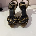 DKNY BLACK LEATHER ANKLE STRAP WEDGE HIGH HEEL PLATFORM SANDALS W/STUDS SZ.8.5 M — photo 4