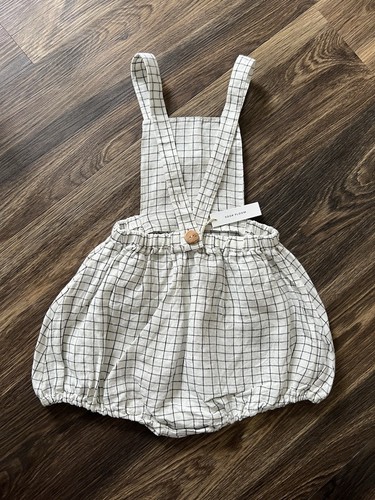Soor Ploom Oona Romper Graph Paper Linen 6Y NEW - Picture 7 of 9