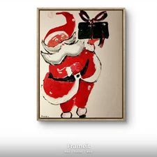 Original Art Santa 6 14x11 Colorful Modern Art Christmas Painting on Canvas