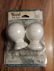 Lot of 2 Springs Window Fashions White Round Wood Pole Ends 3-5405-1