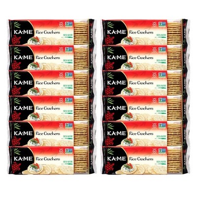 Rice Crackers Gluten Free And Non GMO Verified - Sesame (Pack of 12)