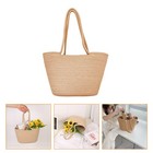 1Pc Stroge Basket Weave Flower Gift Hand Basket Decorative Shopping Bag (Khaki)