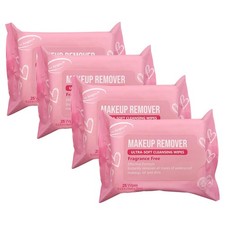 Makeup Remover Wipes 25 Count Pack of 4 Large Facial Towelettes for Face 6x8"