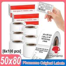 Phomemo 50x80mm Thermal Labels 6Roll Sticker Label for M110/M120/M200 Printer