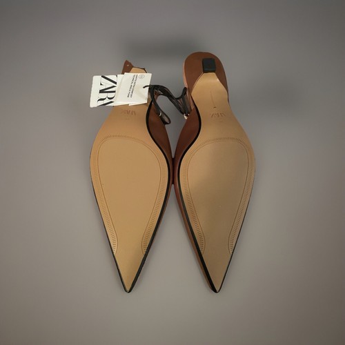 Zara satin backless shoes mules slides 40/9 Beige color open NWT $79.0 - Picture 13 of 13
