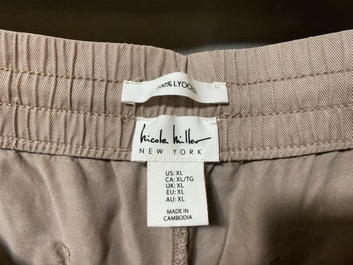 NWT Nicole Miller Women Elastic Waist Hi-Rise Lyocell Cargo Joggers Size XL Pink - Picture 4 of 11