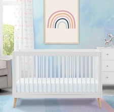 Delta Children Heartland 4-in-1 Convertible Crib, Bianca White, Greenguard Gold