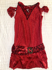 Spirit Halloween Red Flapper Dress 20s Costume Dress Women's Sz Medium Gatsby