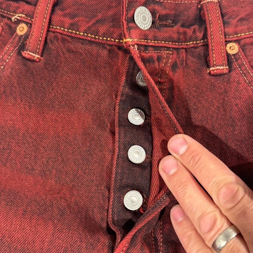 Jeans Levi's 501 Pierna Recta Botón Mosca Para Hombres 34x34 Encogibles Para Calzar Rojo Denim Nuevos con Etiquetas - Imagen 5 de 16