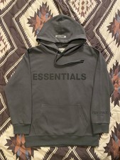 Fear Of God Essentials Hoodie Embossed Logo Dark Gray Men  s Size Small