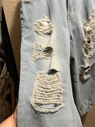 Shein Blue Distressed Jeans Damen Größe 1XL - Flecken - Bild 3 von 16