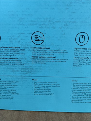 Logitech MK570 Comfort Wave Wireless Keyboard & Mouse Combo Unifying Receiver OB - Picture 7 of 14