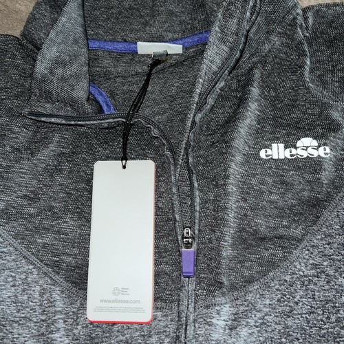 Ellesse Grey Funnel Neck Zip Mesh Panel Long Sleeve Top UK 12 *bnwt* active gym - Picture 21 of 24