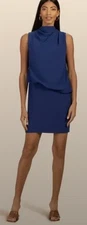 NWT ($258) Trina Turk Lenaya Blouson Draped Sleeveless Dress Royal Blue SIZE 4