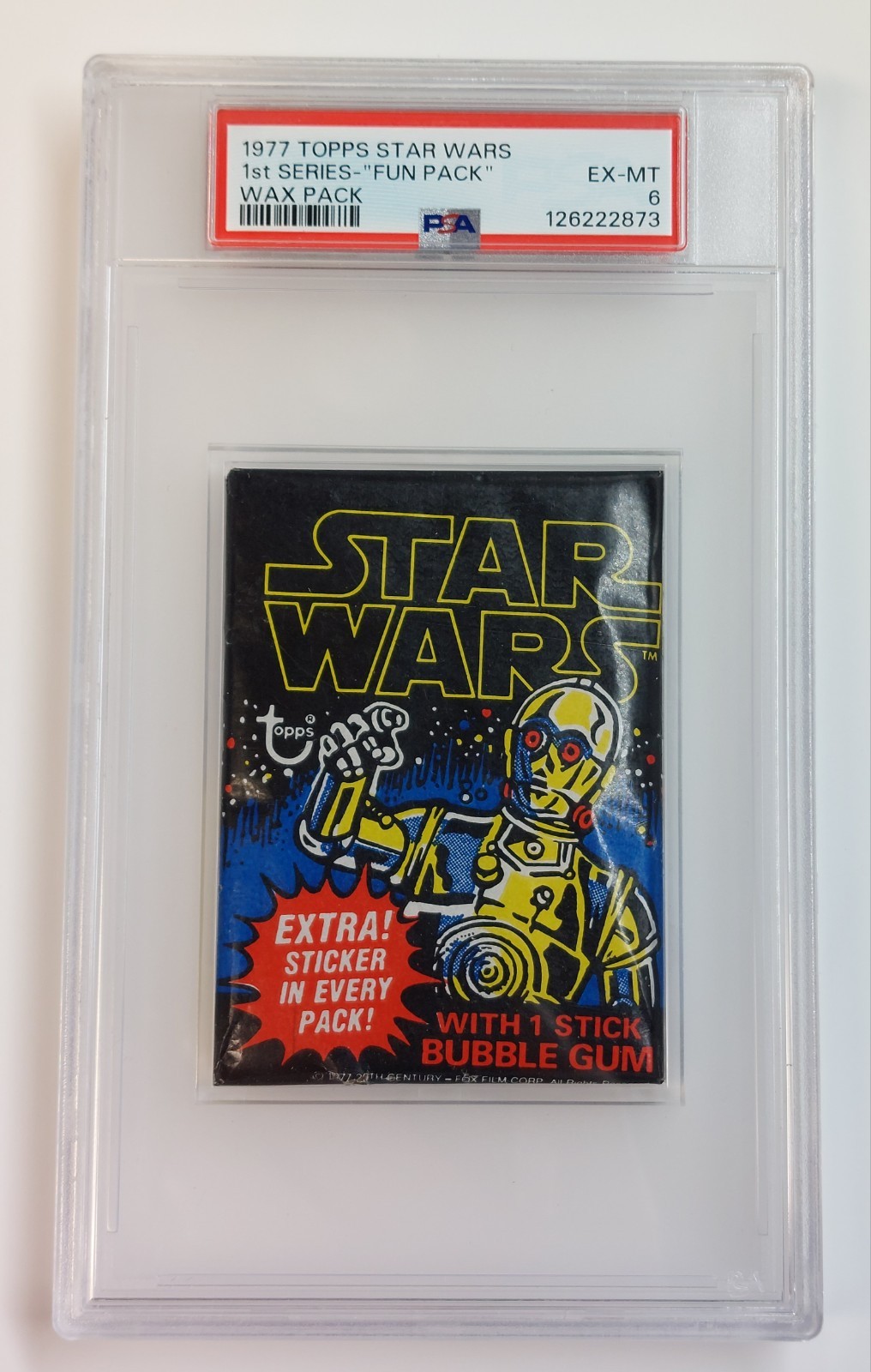 1977 Topps Star Wars 1st Series Wax Fun Pack PSA 6, Rare 4-Card. Freshly Graded!
