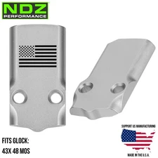 NDZ Glock MOS Slimline 43X 48 Optic Slide Cover Plate Aluminum Silver Engraved