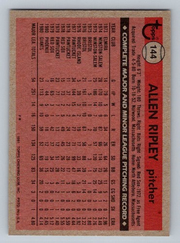 1981 Topps Baseball Singles #1-199. You Pick - Picture 233 of 333
