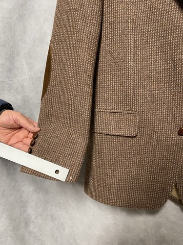 Adams Row Blazer Men's 38R Brown Tweed Elbow Pads Birds Eye 2B Coat Jacket Luxe - Picture 2 of 12
