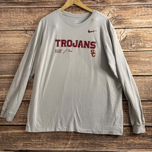 USC Trojans Shirt Mens Extra Large Crewneck Long Sleeve Pullover Gray - Picture 1 of 18