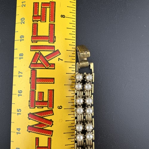 Konvolut 2 Vintage goldfarbene Armbänder - 1 Perle, 1 Cabachon. 7” Und 7,25” - Bild 10 von 21