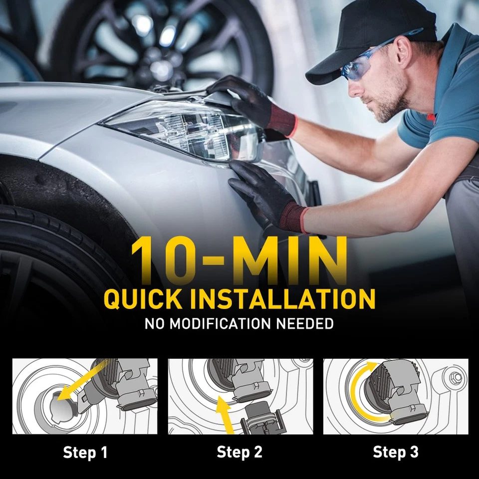 9005 HB3 LED Headlights Light Bulbs For Chevy Silverado 1500 2500HD 3500HD 4500 Foto 4 de 4