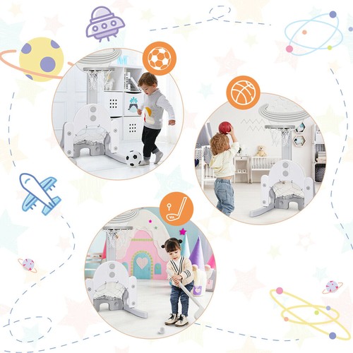 3 in 1 Kinder Basketballkorb Set verstellbar Sport Activity Center mit Bällen weiß - Bild 9 von 10