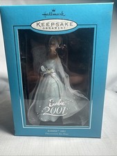 2001 Hallmark Keepsake Club Ornament Porcelain Barbie. Club Exclusive