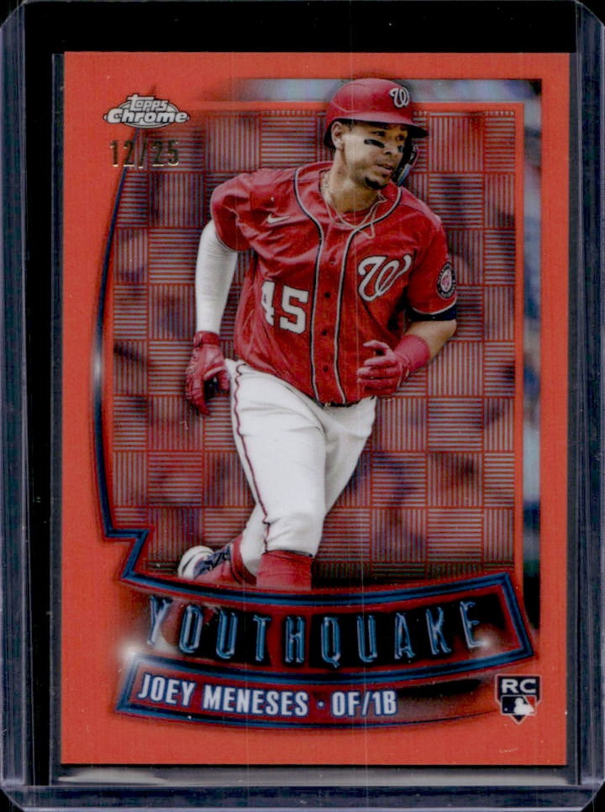 2023 Topps Chrome Joey Meneses Youthquake RC Orange Refractor #12/25 Nationals