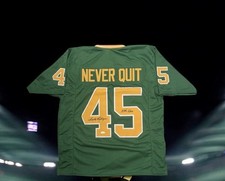 Rudy Ruettiger Never Quit Autographed Notre Dame Custom Green Jersey W/ COA JSA
