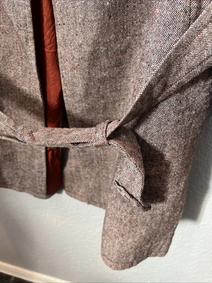 Abrigo de lana gris Dana vintage hecho en México forro botones anudados multicolor #Y Foto 3 de 4