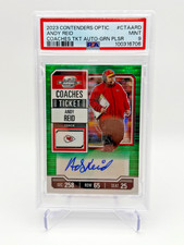 2023 Contenders Optic Andy Reid Coaches Ticket /5 Green Pulsar Auto PSA 9 SSP
