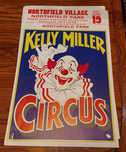 Kelly Miller CIRCUS Vintage CLOWN Poster Nothfield Village