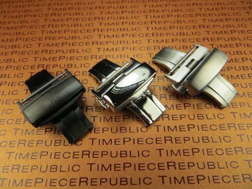 24mm DEPLOYMENT Watch CLASP Folding BUCKLE Swiss Stainless Black PVD Brush 24 mm - Picture 4 of 4