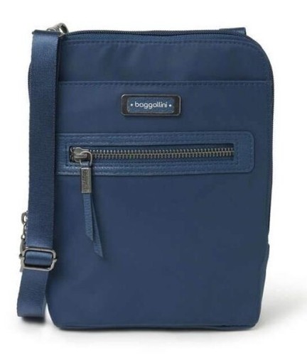 Mini bandolera Baggallini Brooke azul con interior bronceado