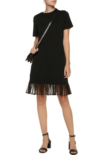 Clu cotton-jersey mini shirt dress mesh black sma