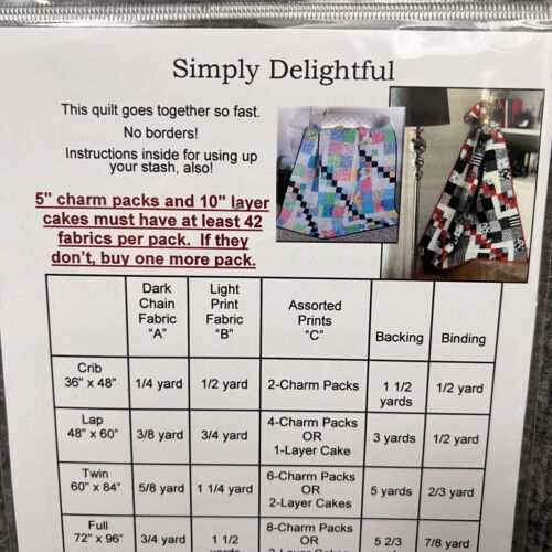 Simply Delightful Quilt Pattern A Pleasant Valley Creations 6 Sizes New - Picture 6 of 7