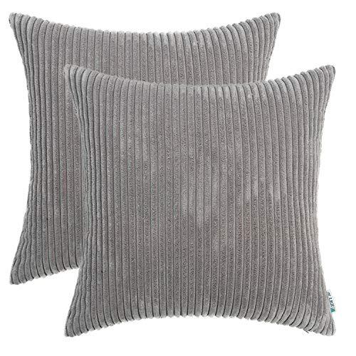 Corduroy Soft Solid Decorative Throw Pillows Covers 20" x 20" (Pack of 2) Grey - Bild 1 von 6