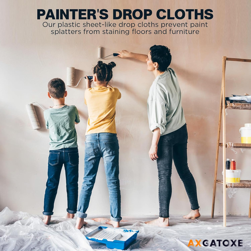12 X 9 Ft Plastic Drop Cloths (6-Pack) - Disposable Painter'S Sheeting & Tarps f - Picture 8 of 12