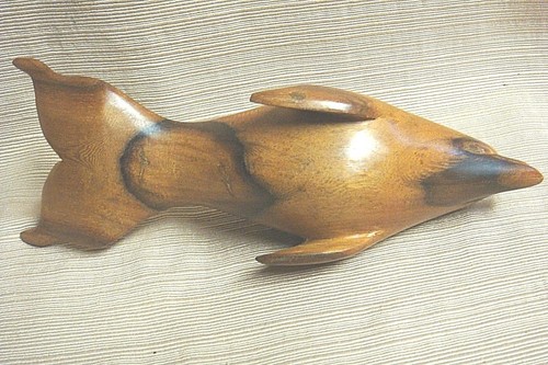 Handcarved WOODEN DOLPHIN STATUE - Picture 4 of 12