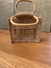 6 X Jute 3 window gift bags with wooden handles, lined inner compartment/ New