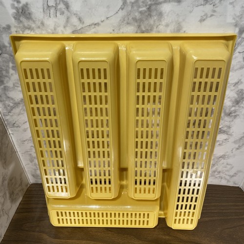 VTG Golden Yellow Plastic Drawer Utensil Silverware Organizer Tray Divider - Picture 7 of 8