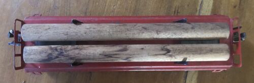 Vintage roter Metall Lionel Train Flachbett Log Muldenkipper & Baumstämme hergestellt in den USA Rail Road - Bild 3 von 8