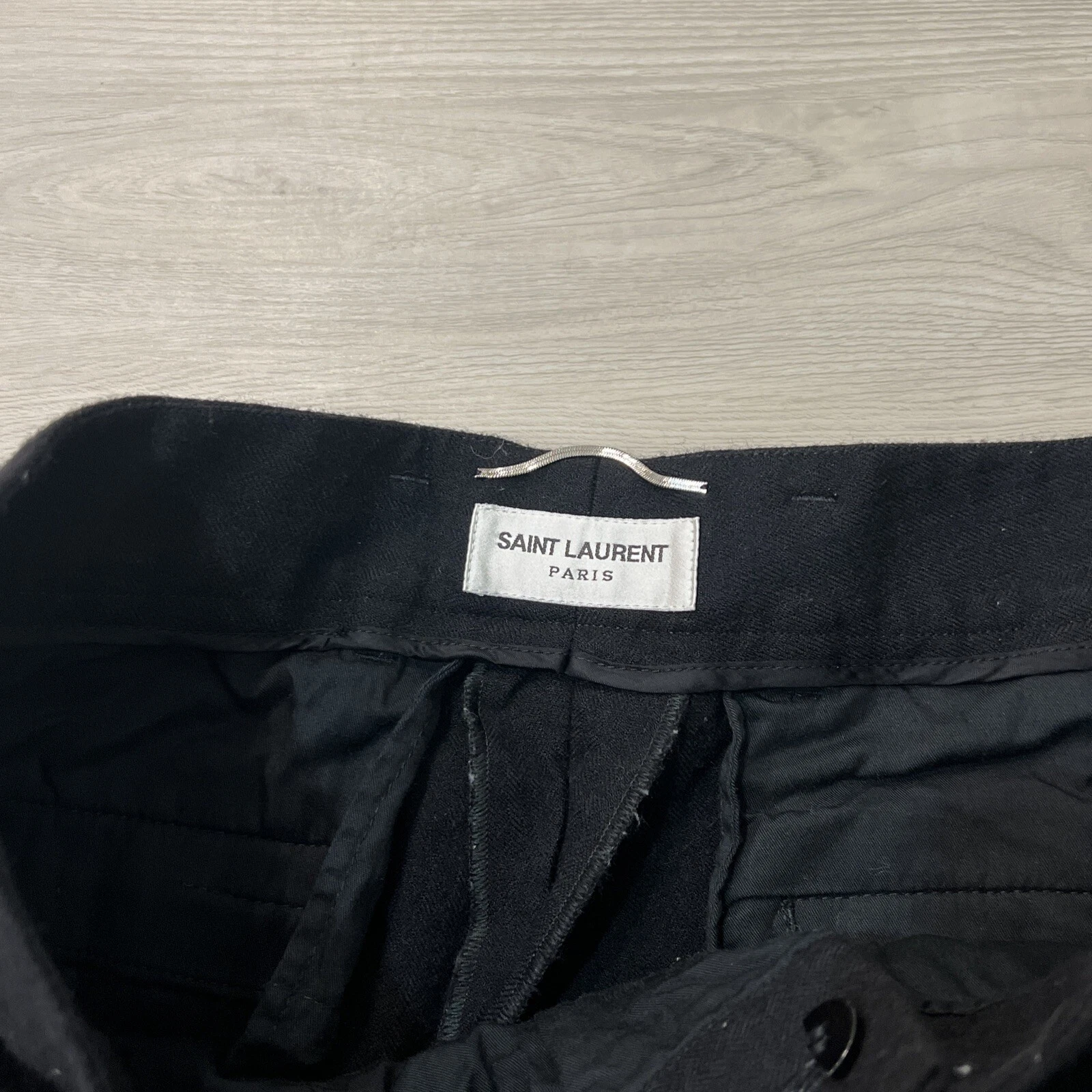 SAINT LAURENT (YSL) Pantalone chino Saint Laurent Paris nero lana vita media gamba slim tasche misura 28”x27