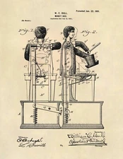 Magician Cast Iron Coin Bank US Patent Art Print - Vintage Antique Bank - 672