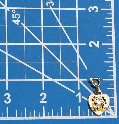 Dije Mickey Minnie Vintage Walt Disney Productions Esmalte Tono Dorado Forma de Corazón - Imagen 4 de 8